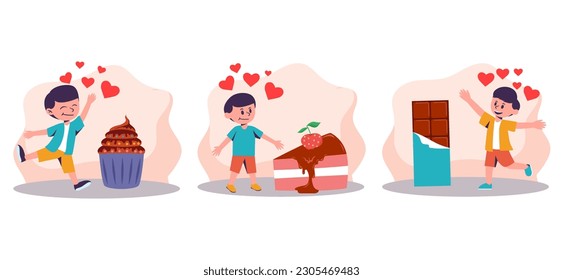 Flat Bundle World Chocolate Day Design Illustration