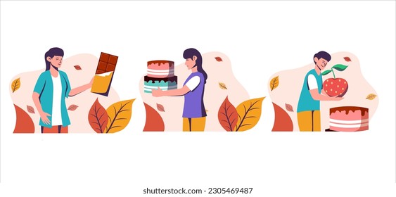 Flat Bundle World Chocolate Day Design Illustration