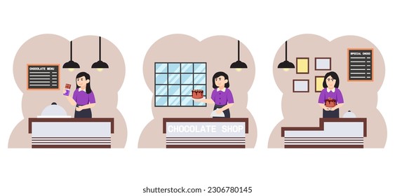 Flat Bundle World Chocolate Day Design Illustration