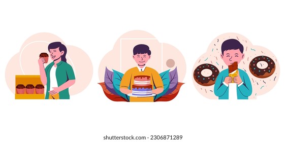 Flat Bundle World Chocolate Day Design Illustration
