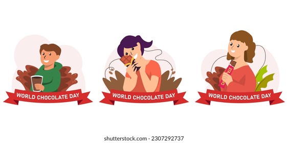 Flat Bundle World Chocolate Day Design Illustration