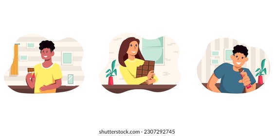 Flat Bundle World Chocolate Day Design Illustration