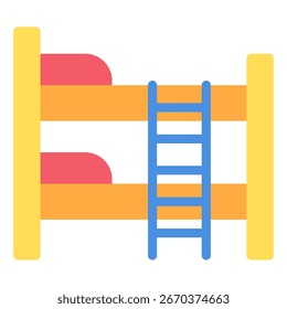 Icono de litera plana para habitaciones infantiles; adecuado para UI, App, Sitios web y visuales de marketing.
