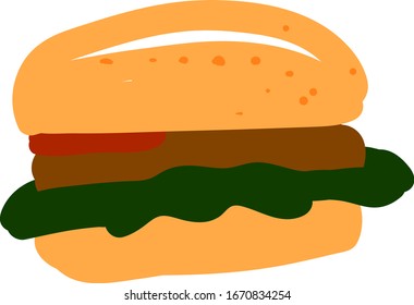 Flat burger, illustration, vector on white background.