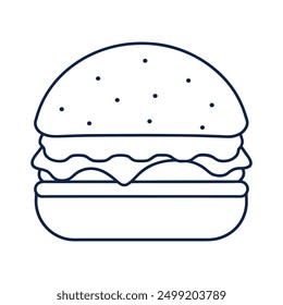 Flat burger Line art Illustration