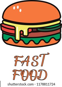 A flat burger logo, eat fast and go.