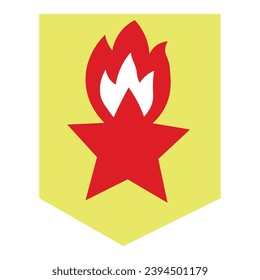 flat burning star icon in vector.red five-pointed star in vintage soviet style.object for logo sticker icon print app website