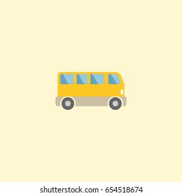 Flat Bus Element. Vector Illustration Of Flat Omnibus Isolated On Clean Background. Can Be Used As Bus, Omnibus And Passenger Symbols.