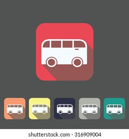 Flat Bus icon on different backgrounds