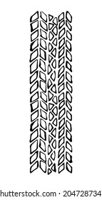 Flat bus rim stamp set on muddy dust white snow backdrop. Outline black ink pen hand drawn tread logo emblem sign design in retro art doodle contour style. Close up detail view with space for text