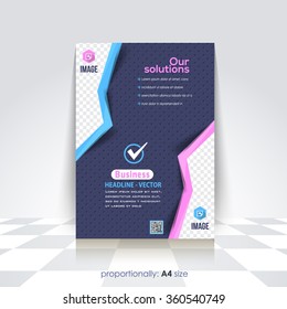 Flat Business A4 Flyer and Brochure. Catalog Cover, Corporate Leaflet and Background Design