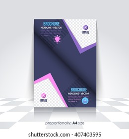 Flat Business A4 Flyer and Brochure. Catalog Cover, Corporate Leaflet and Background Design
