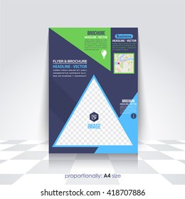 Flat Business A4 Flyer and Brochure. Catalog Cover, Corporate Leaflet and Background Design