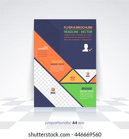 Flat Business A4 Flyer and Brochure. Catalog Cover, Corporate Leaflet and Background Design