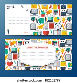 Flat Business Banners Set. Colorful template for you design, web and mobile applications. 