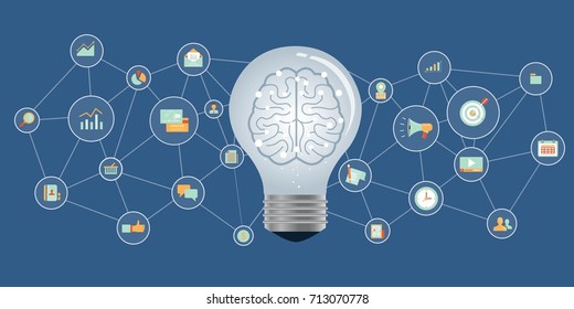 flat business brainstorming creative thinking and think idea concept
