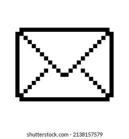 Flat business card with black pixel envelope. Logo symbol. Vector illustration. stock image. 