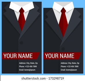 Flat business card template with black jacket