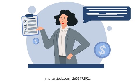 Flat business character illustration set. Professional people with charts, analytics, and report elements. Ideal for presentations, marketing, financial, and corporate UI design.