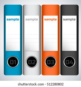 Flat business concept with colorful numbered folders with sample vector illustration