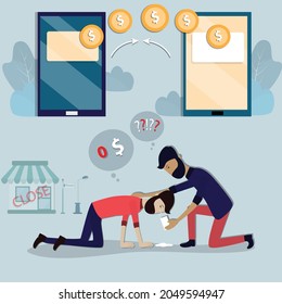 Flat Of Business Concept,The Grieving Man Had Someone Came To Comfort And Offer To Help Afterwards The Crisis,business Recovery Concept - Vector Illustration