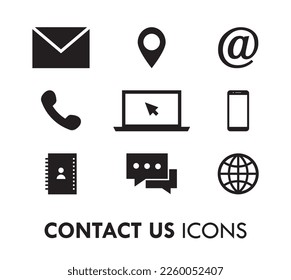Flat Business Contact Web Vector Icon Set