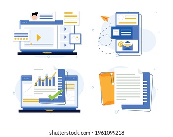 Flat business elements marketing analysis vector illustration design 