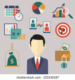 Flat business and finance concepts. Vector illustration