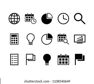 Flat business and finance icons set. Signs and symbols in vector format.