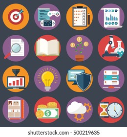 Flat business icon set. office items vector