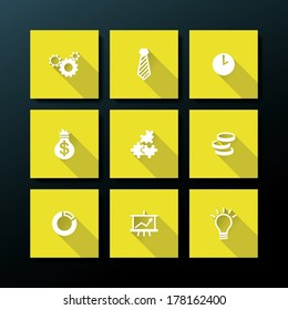 Conjunto de iconos de empresa plano - ilustración vectorial