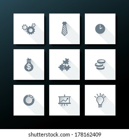 Flat business icon set - vector illustration