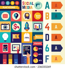 Flat business icons. Infographics vector elements