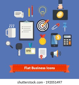 Flat business icons set. EPS10 vector.