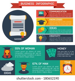 Flat Business Infographic Background.Template with text fields.