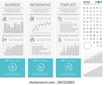 Flat Business Infographic Elements plus Icon Set. Vector.