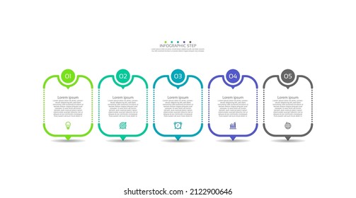 Flat business infographic template colorful with 5 step