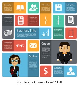 Flat business infographics design elements for web presentation report isolated vector illustration