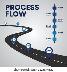 Flat business infographics presentation vector template with road way diagram