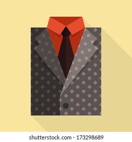 Flat business jacket and tie. Gray color