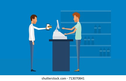 flat business mobile payment and mobile wallet concept ,business cartoon character
