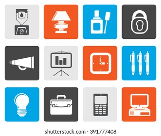 Flat Business and office icons - vector icon set