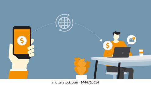 flat business online payment and money transfer concept