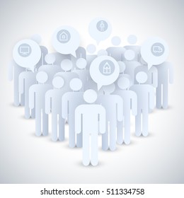 Flat business people concept background in grey colors vector illustration