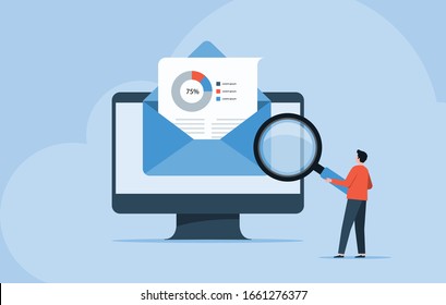 flat business people read and research email concept