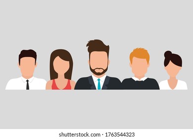 Flat business people in a team.