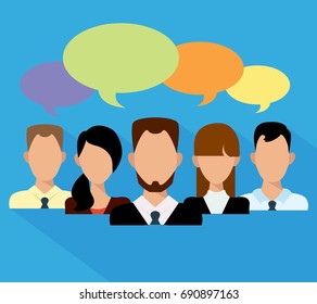 Flat business people in a team. Vector illustration.