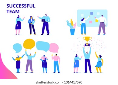 Flat Business People vector set. Team Work, Partnership, Leadership Concept. Vector illustration in modern flat style.