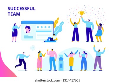 Flat Business People vector set. Team Work, Partnership, Leadership Concept. Vector illustration in modern flat style.