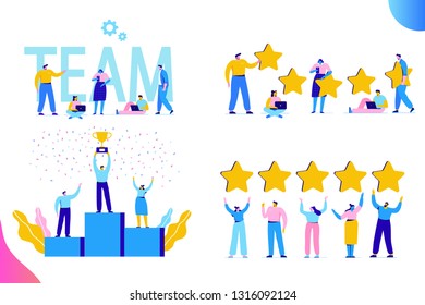 Flat Business People vector set. Team Work, Partnership, Leadership Concept. Vector illustration in modern flat style.